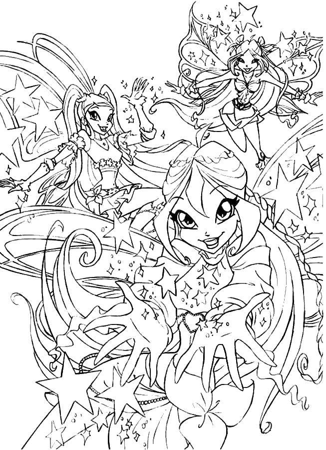 Раскраска Персонаж из мультфильма winx Скачать ,Персонаж из мультфильма, Winx,.  Распечатать 