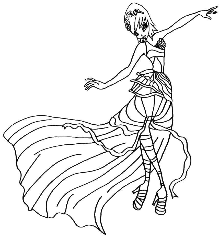 Раскраска Персонаж из мультфильма winx Скачать ,Персонаж из мультфильма, Winx,.  Распечатать 