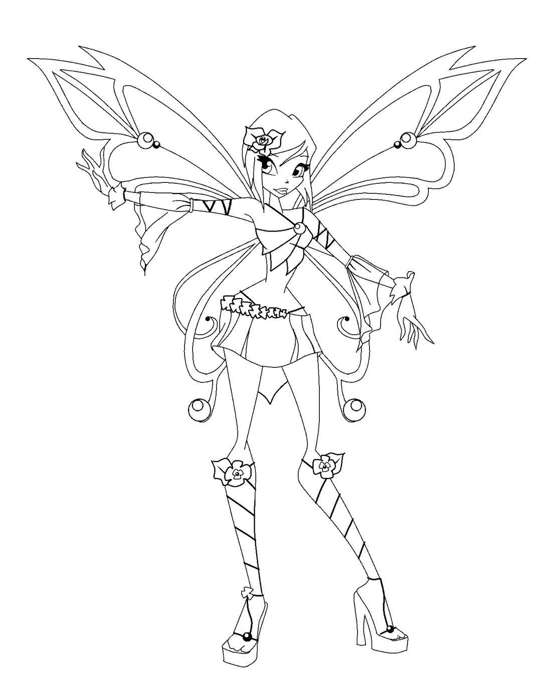 Раскраска Персонаж из мультфильма winx Скачать ,Персонаж из мультфильма, Winx,.  Распечатать 