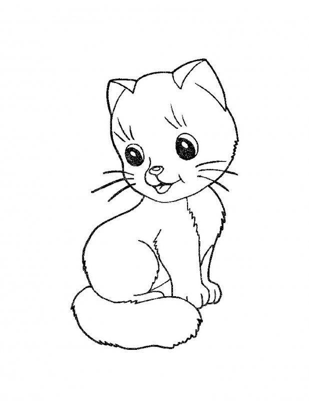 Раскраска Рисунок котенок Скачать ,кошка,кот,.  Распечатать 