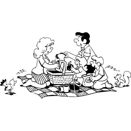 Раскраска Семейный пикник Скачать ,семья, пикник,.  Распечатать 