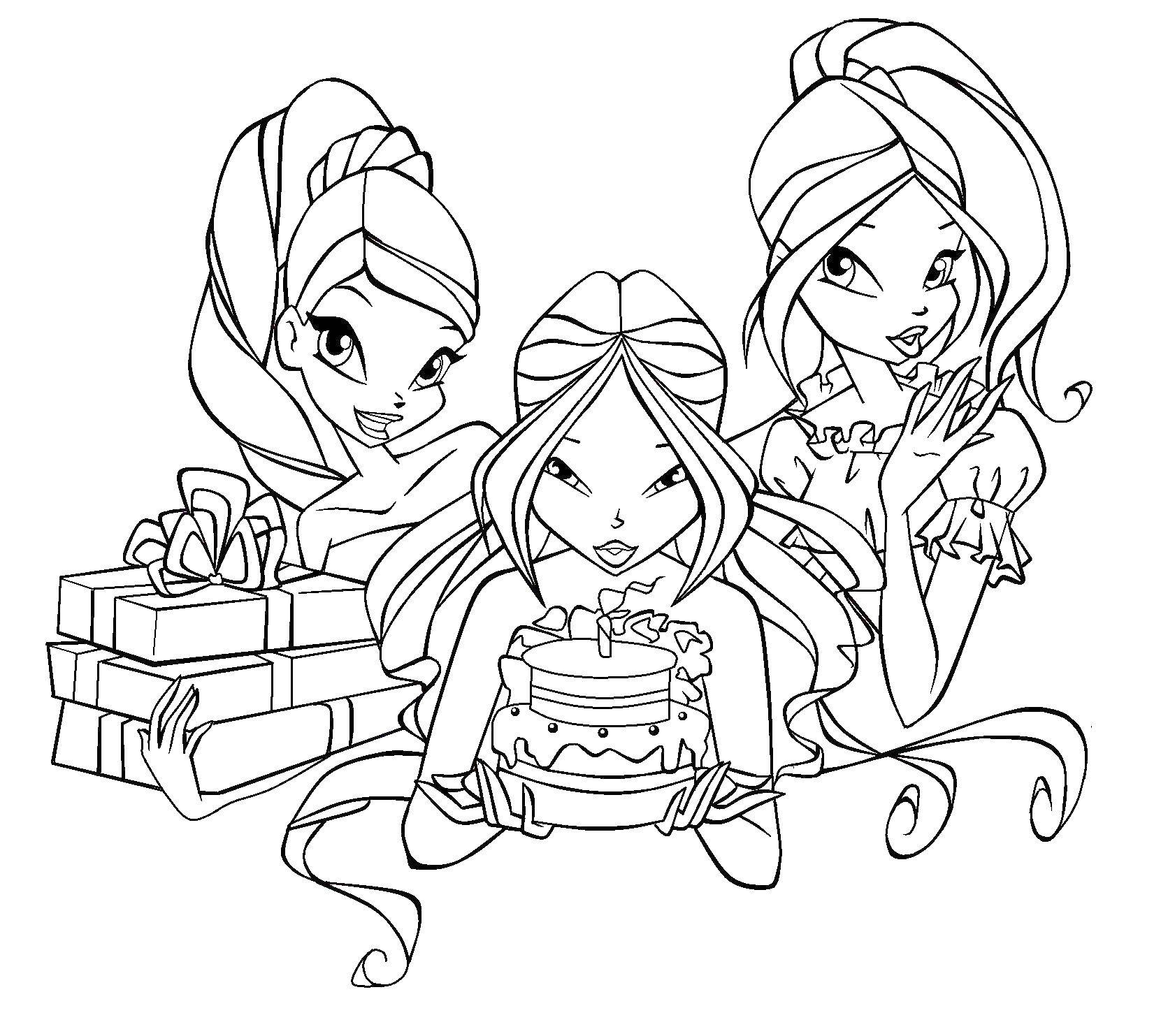 Название: Раскраска Стелла, флора и блум из мультфильма winx. Категория: Винкс. Теги: Персонаж из мультфильма, Winx.