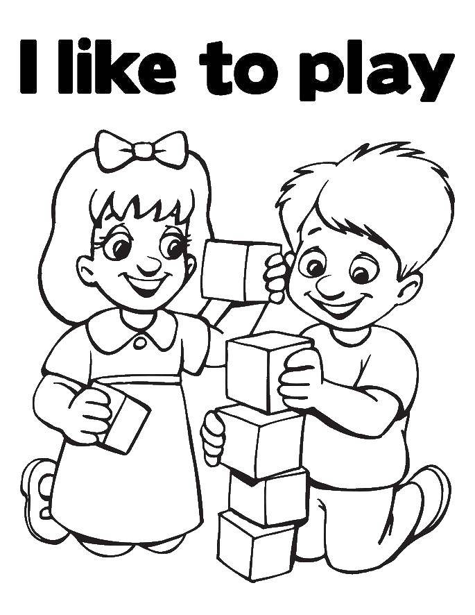 Название: Раскраска Английские слова i like to play. Категория: Английский. Теги: карточки, слова, дети, игра.