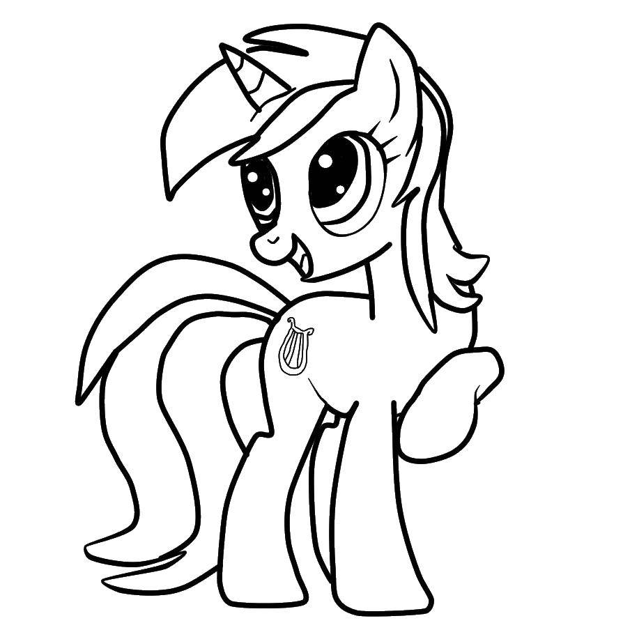 Раскраска Пони из my little pony Скачать ,Пони, "My little pony",.  Распечатать 