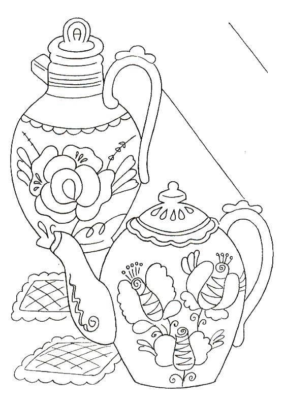 Раскраска Чайники Скачать ,чайник,.  Распечатать 
