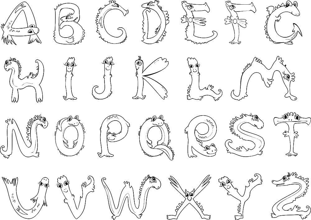 Раскраска Alphabet Скачать ,alphabet, letters,.  Распечатать 