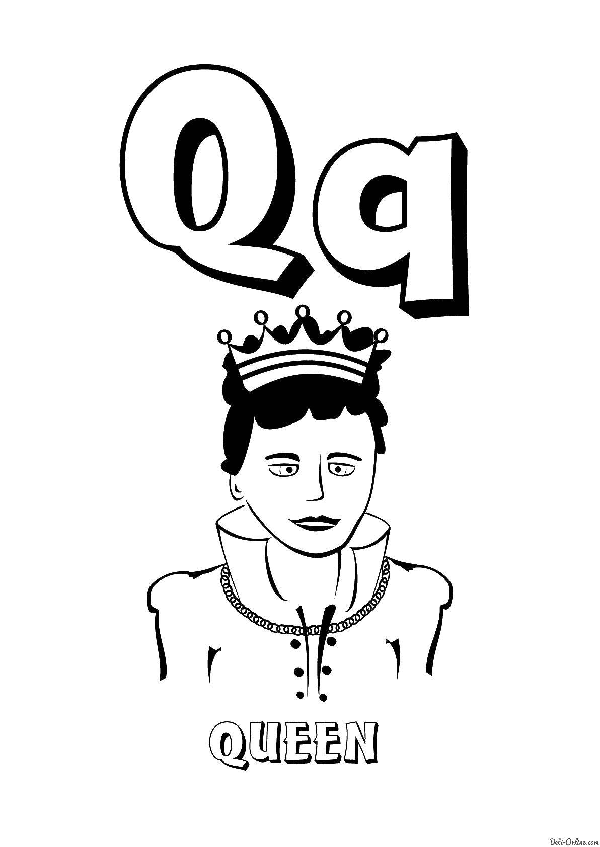Раскраска Letter q Скачать ,letter Q, queen,.  Распечатать 