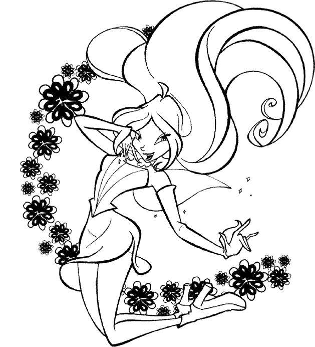 Название: Раскраска Блум из мультфильма winx и цветочки. Категория: Персонаж из мультфильма. Теги: Персонаж из мультфильма, Winx.