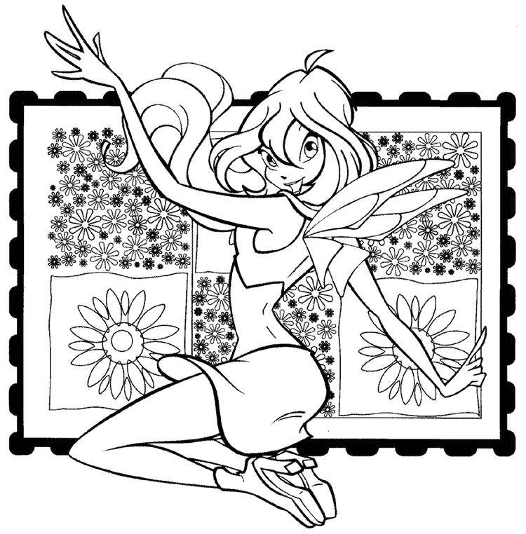Название: Раскраска Блум из мультфильма winx. Категория: Персонаж из мультфильма. Теги: Персонаж из мультфильма, Winx.
