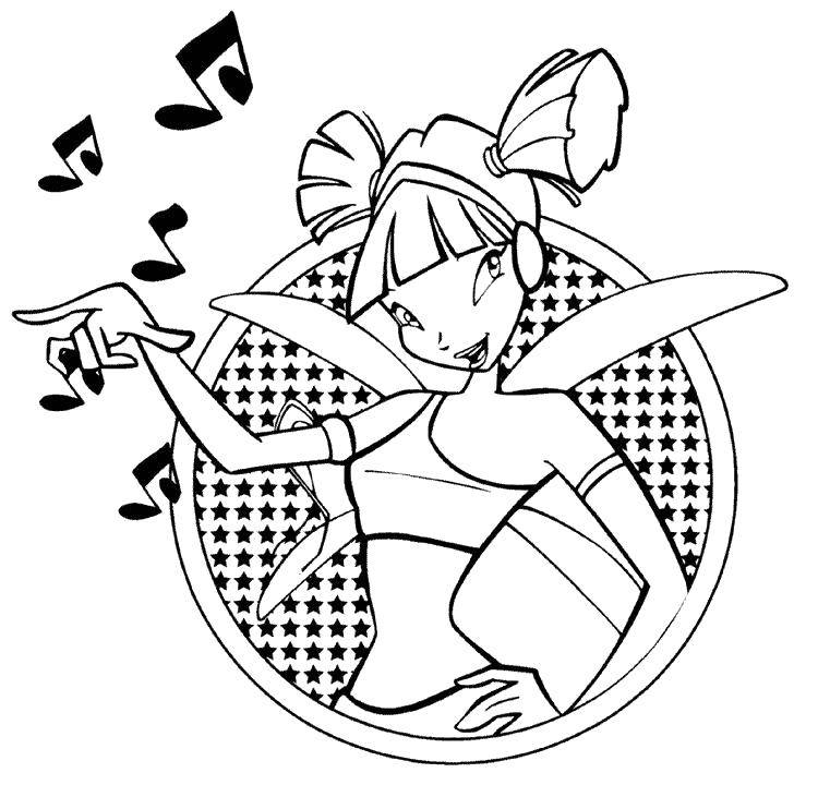 Название: Раскраска Муза из мультфильма winx. Категория: Персонаж из мультфильма. Теги: Персонаж из мультфильма, Winx.