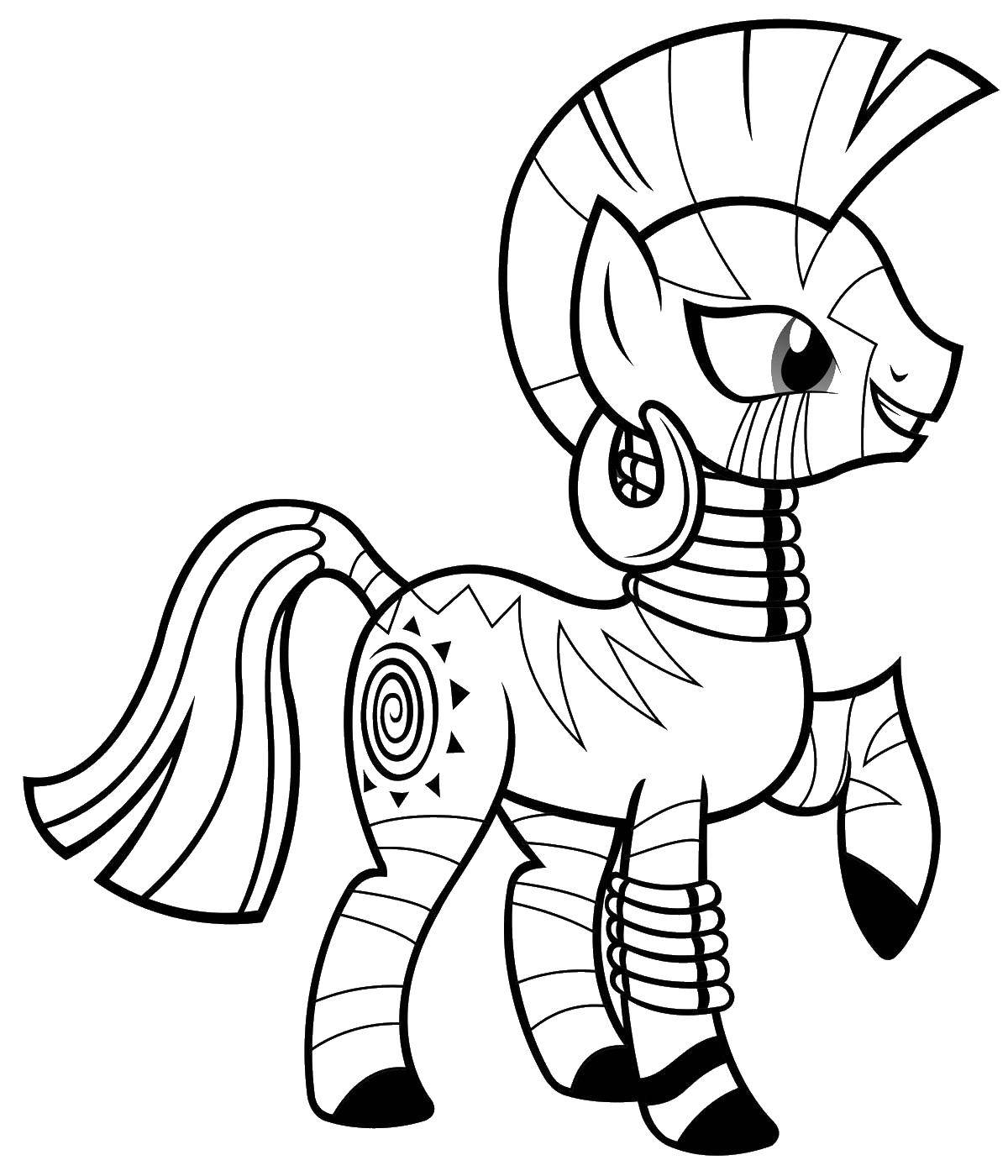 Раскраска Красивый пони Скачать ,Пони, "My little pony",.  Распечатать 