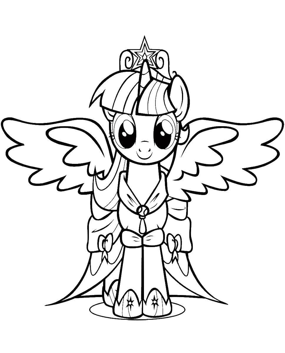 Раскраска Улыбчивый пони Скачать ,Пони, "My little pony",.  Распечатать 
