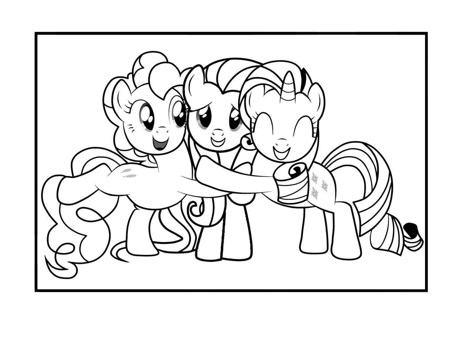 Название: Раскраска Дружные пони. Категория: Пони. Теги: Пони, "My little pony".