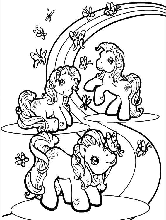 Название: Раскраска Красивые пони. Категория: Пони. Теги: Пони, "My little pony".