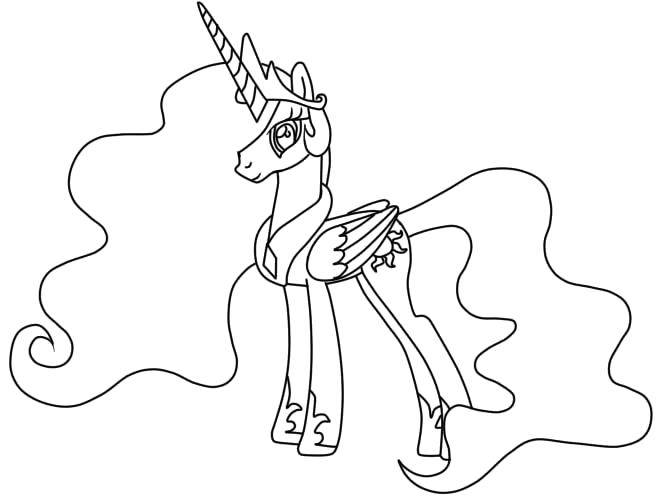Раскраска Пони из my little pony  с большими хвостом и гривой Скачать ,Пони, "My little pony",.  Распечатать 