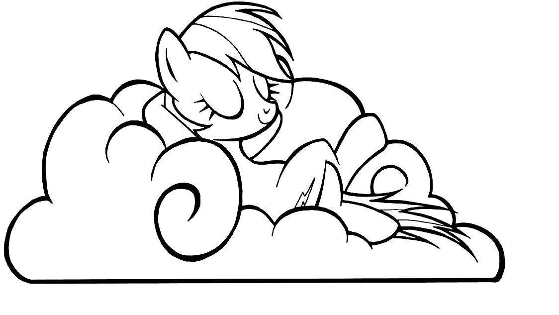 Название: Раскраска Пони на облачке. Категория: Пони. Теги: Пони, "My little pony".
