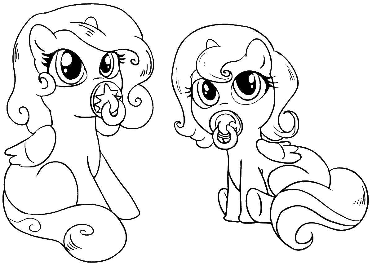 Название: Раскраска Поняшки - малышки. Категория: Пони. Теги: Пони, "My little pony".