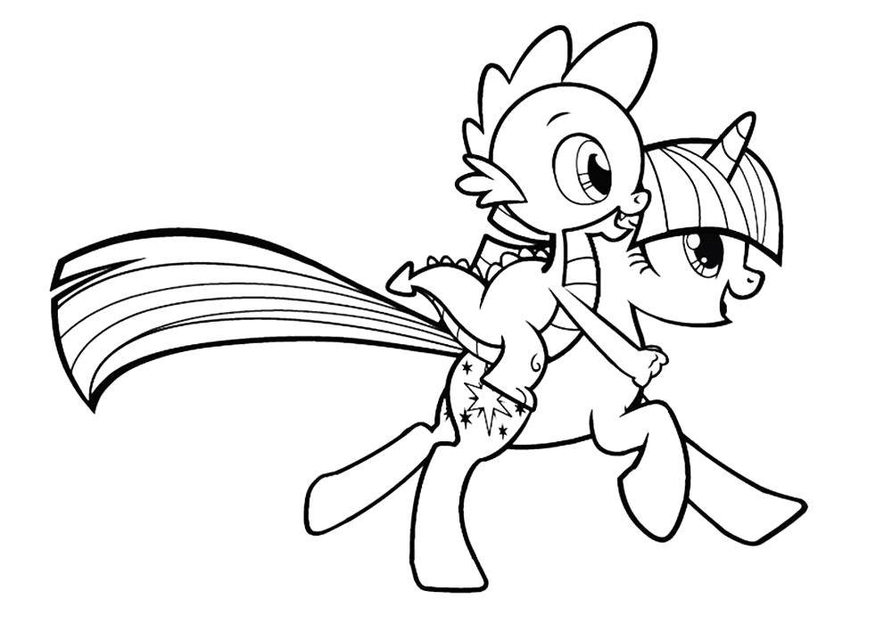 Название: Раскраска Пони с дракошей. Категория: Пони. Теги: Пони, "My little pony".
