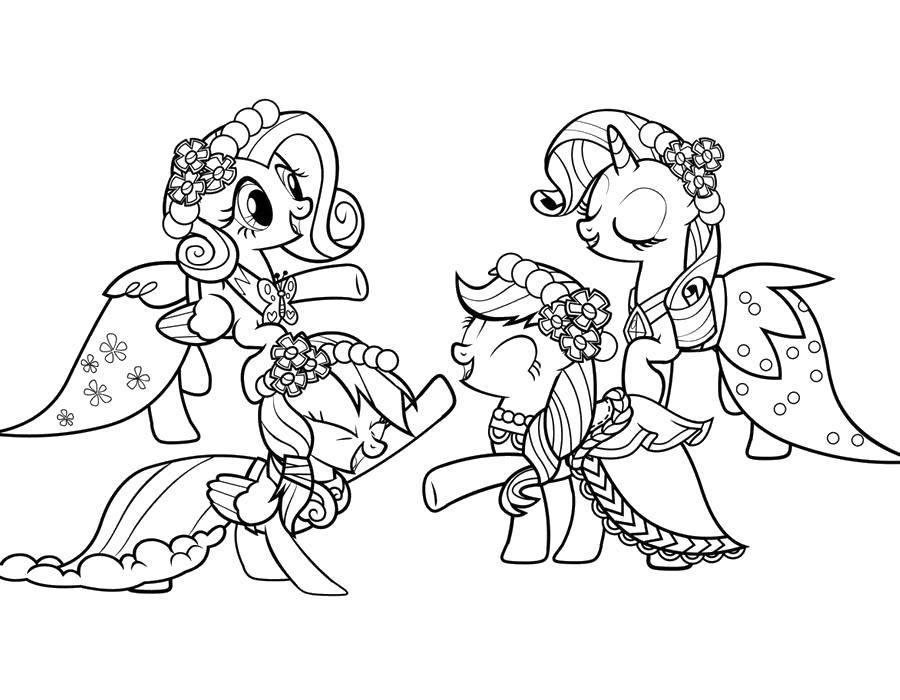 Название: Раскраска Пони из my little pony в королевских нарядах. Категория: Пони. Теги: Пони, "My little pony".