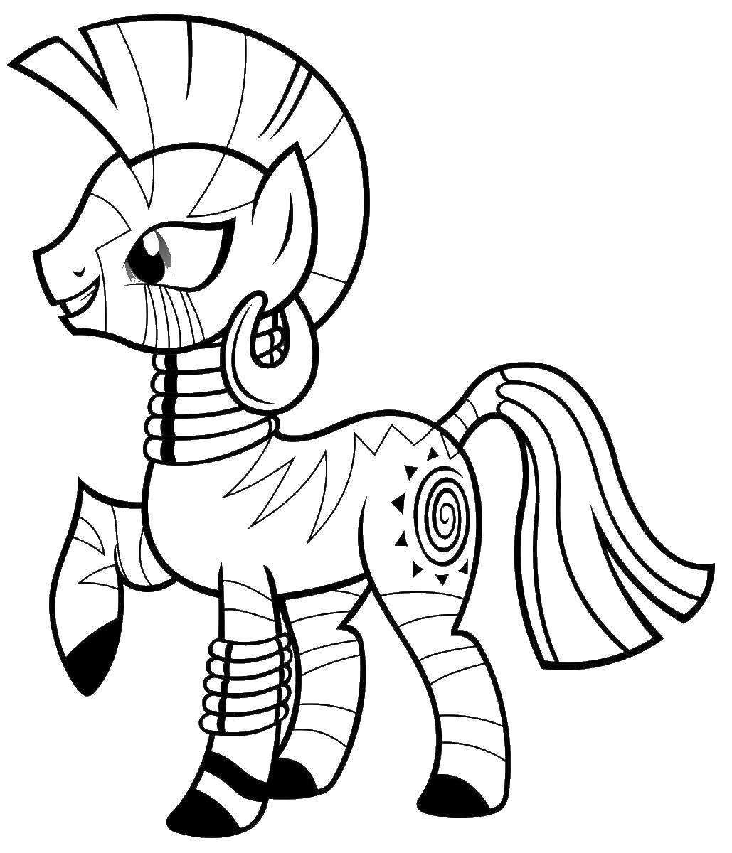 Раскраска Необычный пони Скачать ,Пони, "My little pony",.  Распечатать 