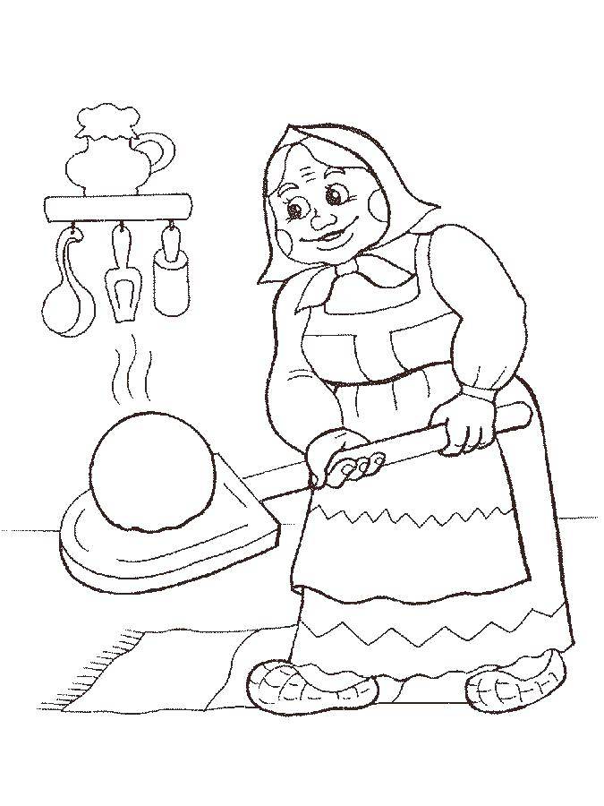 Раскраска Испекли колобка Скачать ,Сказки, Колобок,.  Распечатать 