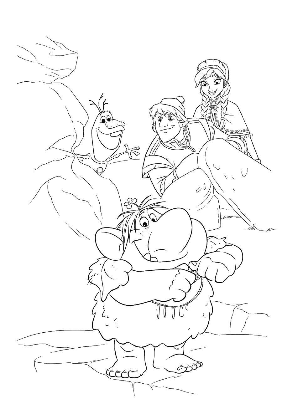 Название: Раскраска Анна и кристоф ищут эльзу. Категория: раскраски холодное сердце. Теги: Кристоф, Эльза, Анна.