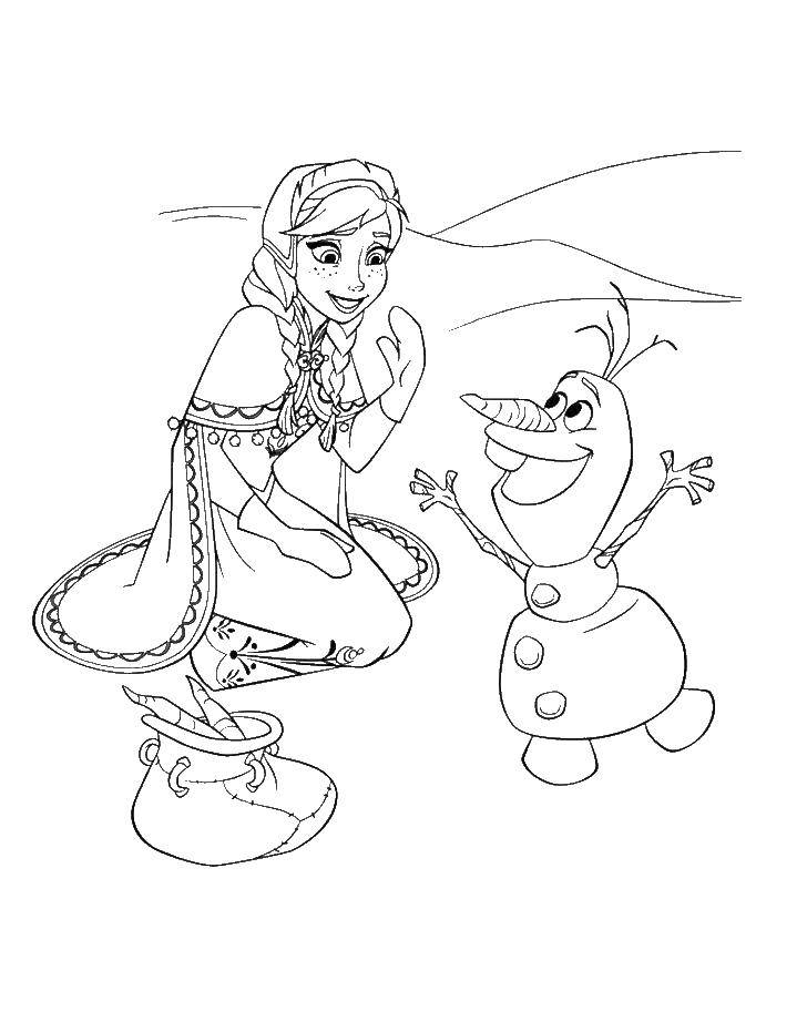 Название: Раскраска Анна и олаф. Категория: раскраски холодное сердце. Теги: Кристоф, Эльза, Анна.