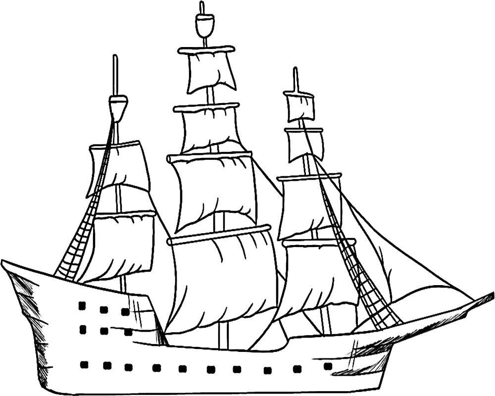 Раскраска Пиратский корабль Скачать ,Пират, корабль, пушка,.  Распечатать 