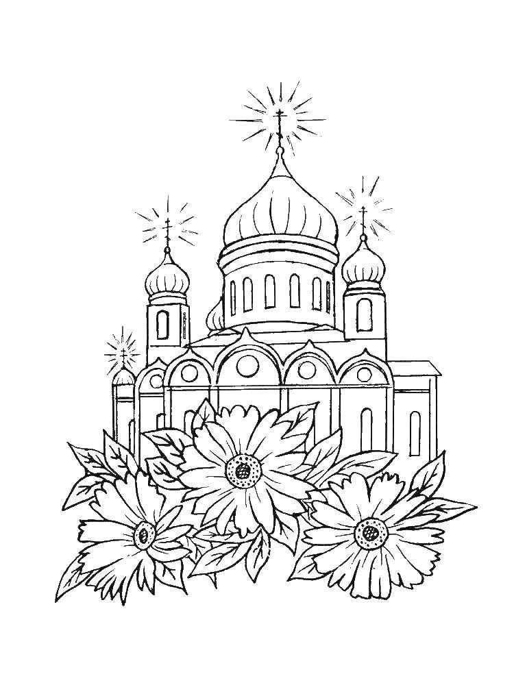 Раскраска Церковь Скачать ,Пасха, Церковь,.  Распечатать 