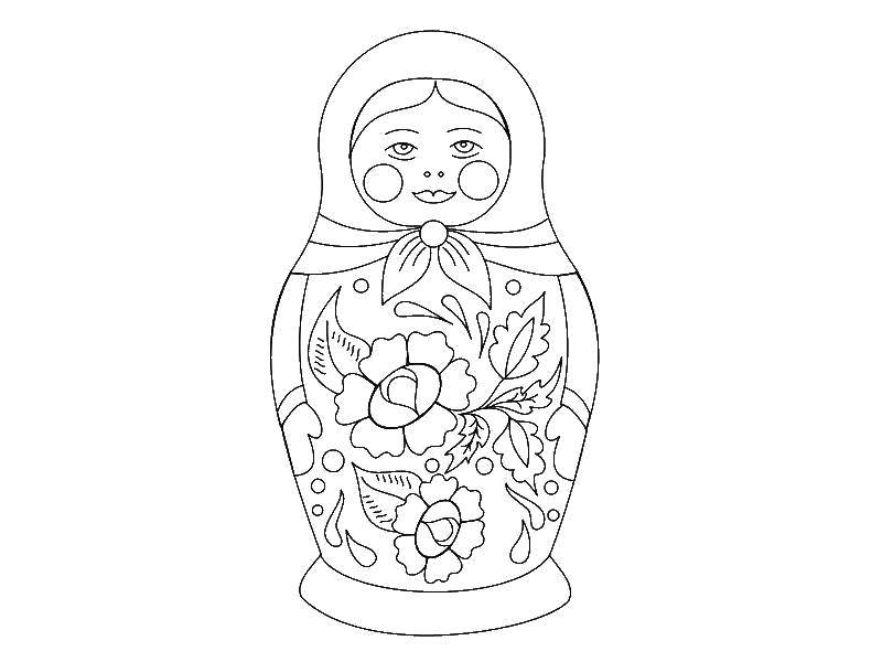Название: Раскраска Русская матрёшка. Категория: утварь. Теги: Утварь, матрёшка.