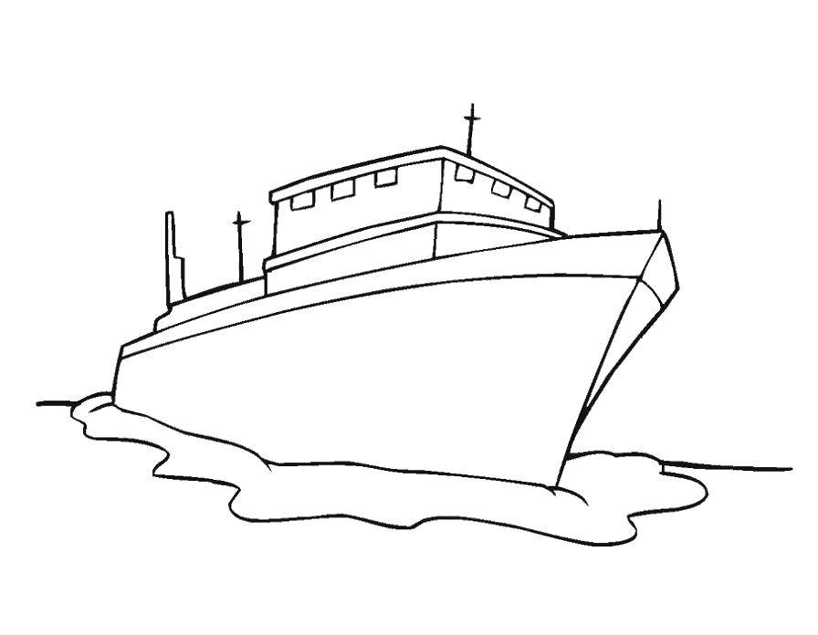 Название: Раскраска Пароход на воде. Категория: морское. Теги: Пароход, море.