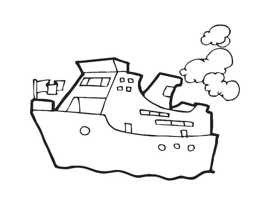 Название: Раскраска Пароходик. Категория: морское. Теги: Пароход, море.