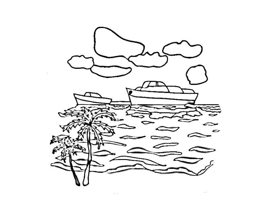 Название: Раскраска Яхты на воде. Категория: море. Теги: Море, яхта.