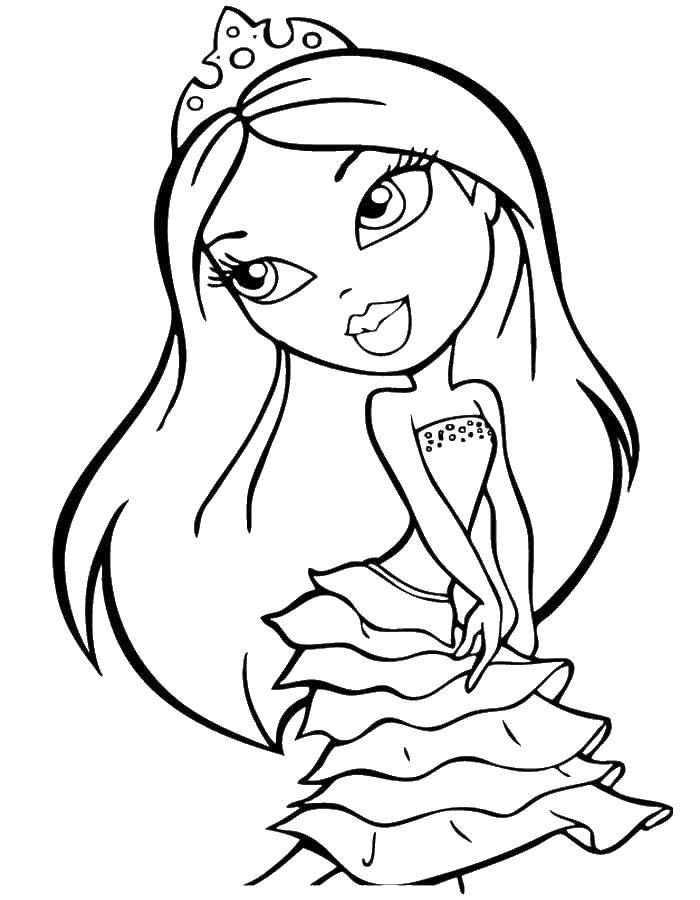 Название: Раскраска Кукла из bratz принцесса. Категория: раскраски. Теги: Кукла, "Bratz".