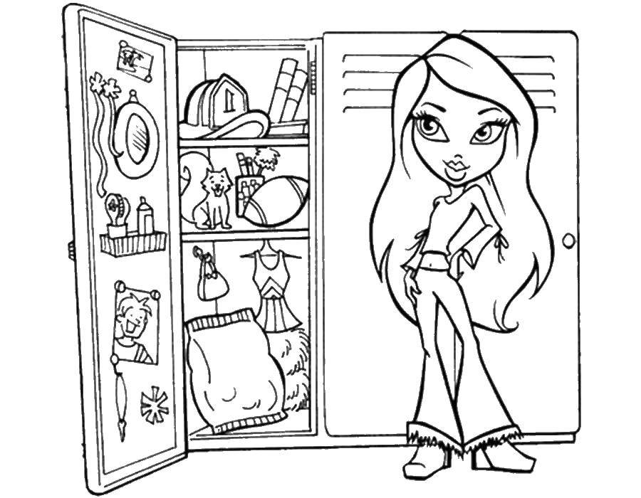 Название: Раскраска Кукла из bratz. Категория: раскраски для девочек. Теги: Кукла, "Bratz".