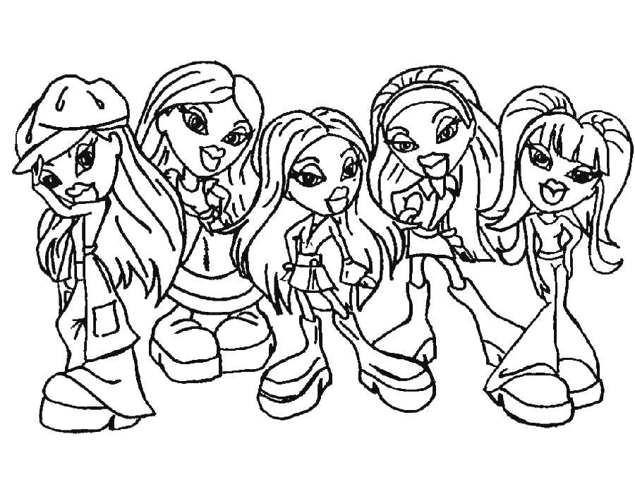 Название: Раскраска Куклы bratz. Категория: раскраски для девочек. Теги: Кукла, "Bratz".
