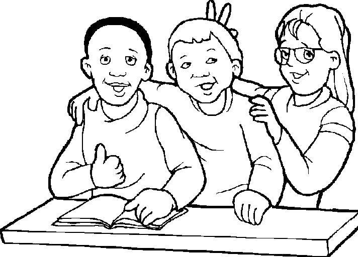 Название: Раскраска Весёлые одноклассники. Категория: школа. Теги: Школа, класс, урок, дети.
