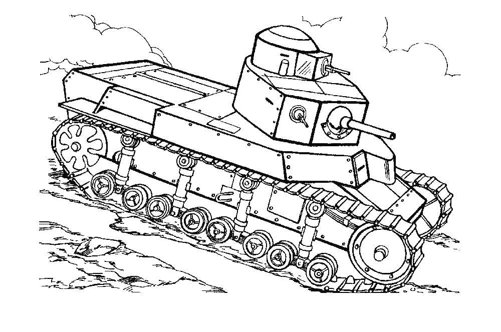 Раскраска Танк т-34 Скачать ,Военное, машины, танк, оружие,.  Распечатать 