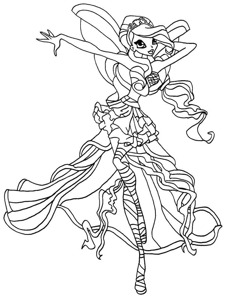 Название: Раскраска Фея из мультфильма winx. Категория: Персонаж из мультфильма. Теги: Персонаж из мультфильма, Winx.