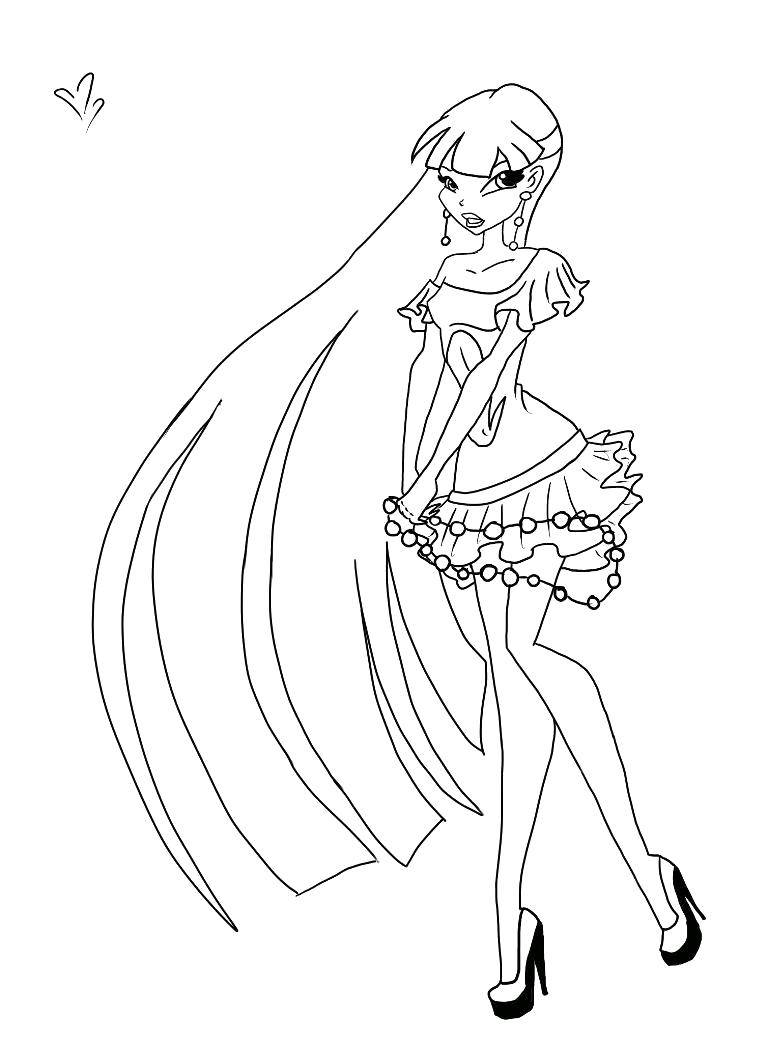 Название: Раскраска Стелла из мультфильма winx. Категория: Персонаж из мультфильма. Теги: Персонаж из мультфильма, Winx.