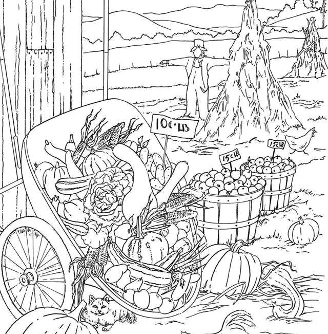 Раскраска Осенняя ярмарка Скачать ,Природа, осень, литья,.  Распечатать 