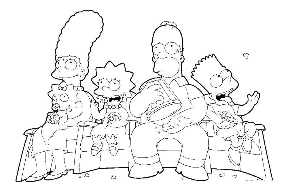 Раскраска Симпсоны Скачать ,Персонаж из мультфильма, Симпсоны,.  Распечатать 