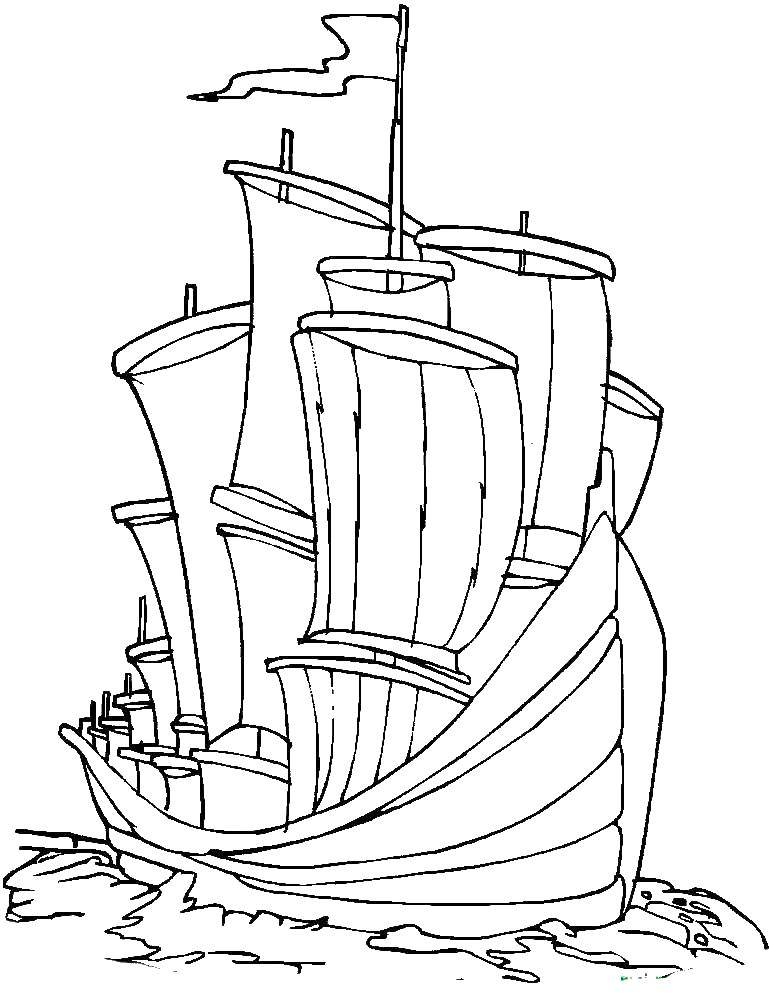 Раскраска Корабль Скачать ,корабль,море,.  Распечатать 