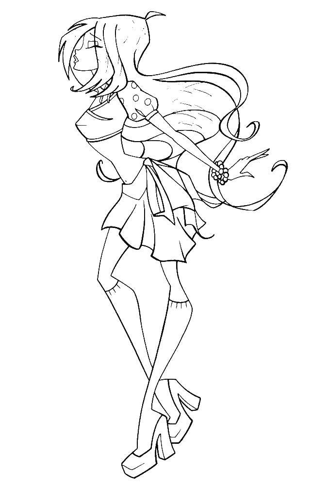 Название: Раскраска Блум из мультфильма winx. Категория: Персонаж из мультфильма. Теги: Персонаж из мультфильма, Winx.