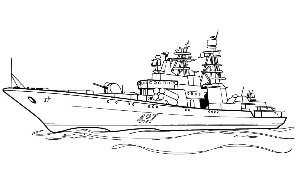 Раскраска Корабль Скачать ,корабль,море,.  Распечатать 