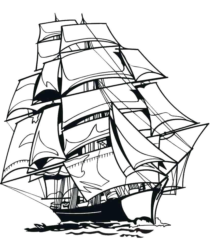 Раскраска Корабль Скачать ,корабль,море,.  Распечатать 