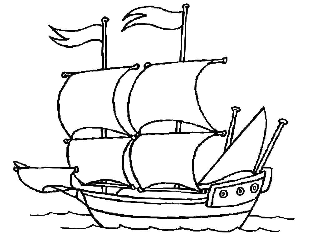 Раскраска Корабль Скачать ,корабль,море,.  Распечатать 