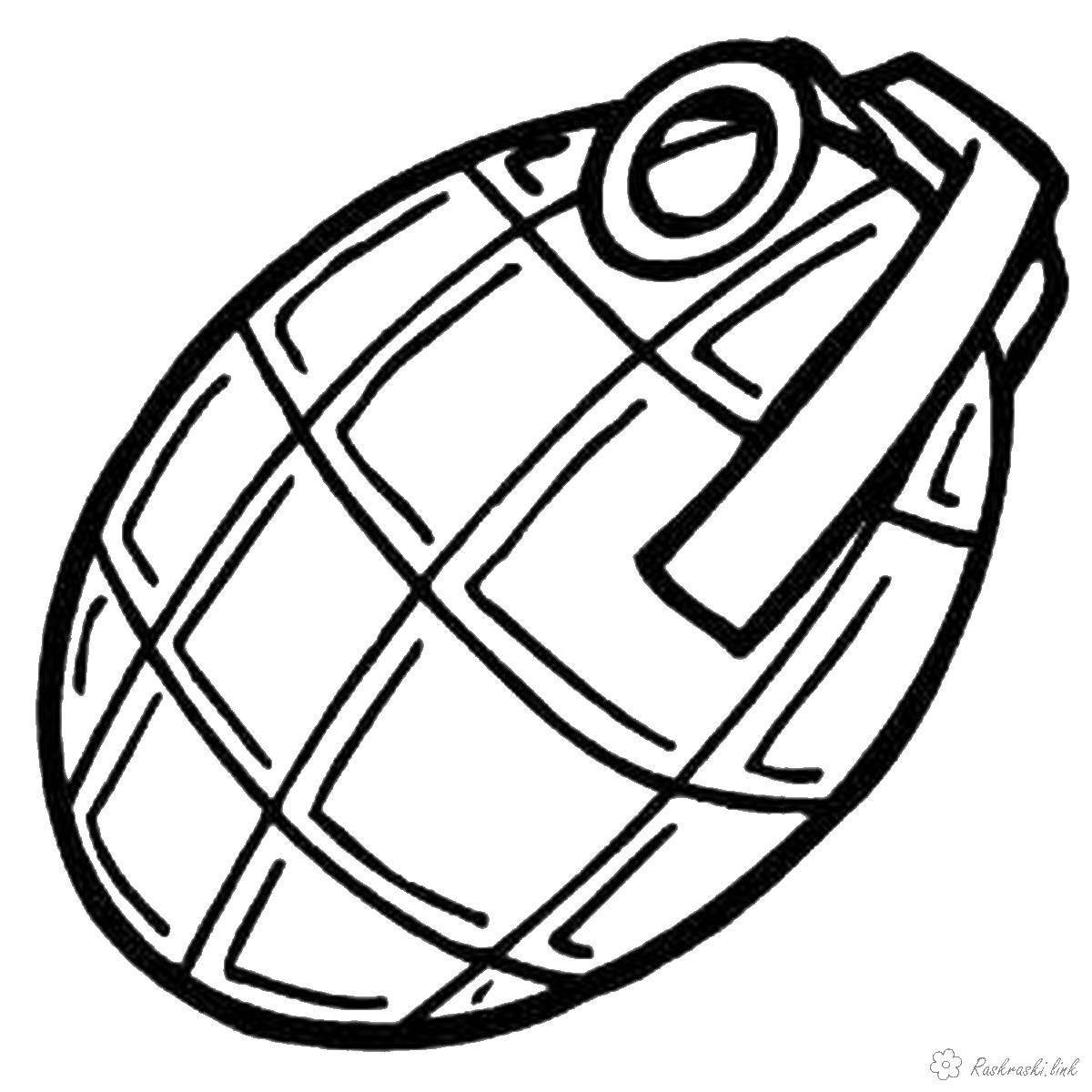 Раскраска Граната Скачать ,граната,.  Распечатать 
