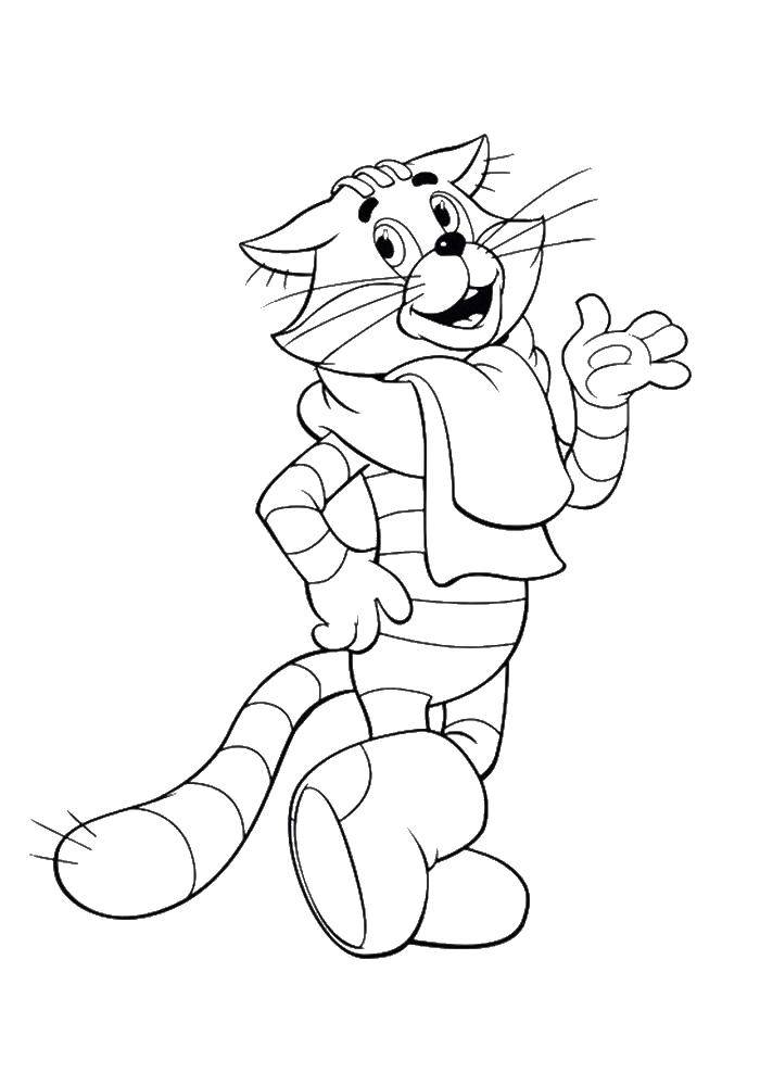 Раскраска Кот матроскин из простоквашино  Скачать ,Персонаж из мультфильма, Простоквашино ,.  Распечатать 