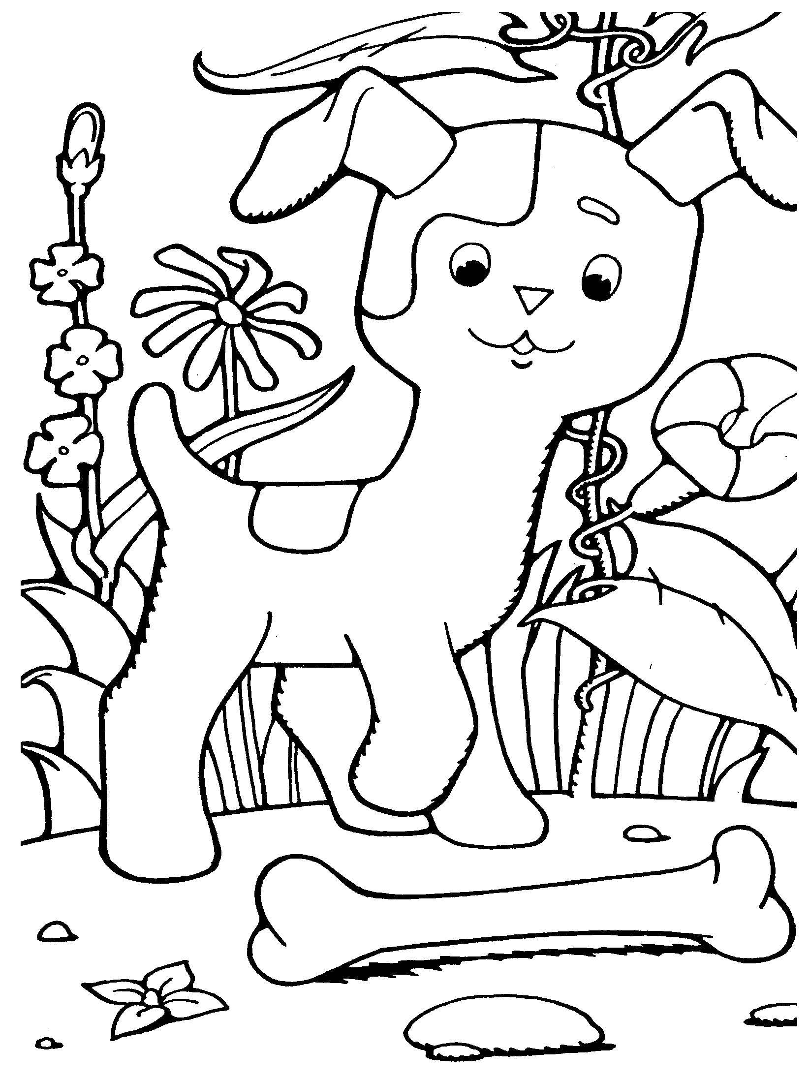 Раскраска Шарик с косточкой Скачать ,Персонаж из мультфильма, котенок по имени Гав ,.  Распечатать 